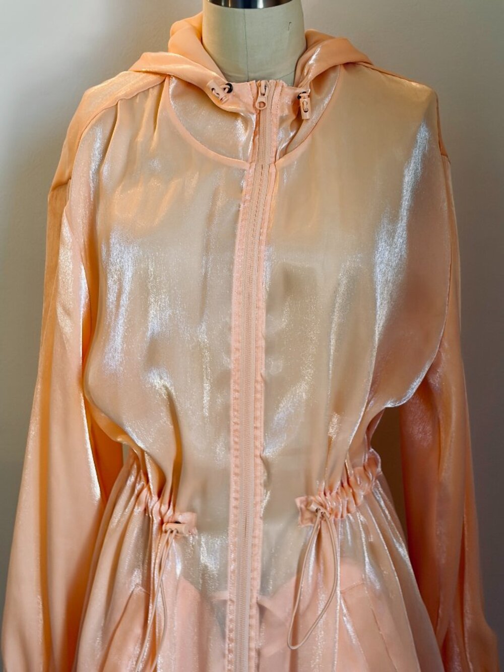 Fairycore Gabriela Karefa-Johnson Peach Orgnaza High Sheen Parka- Med